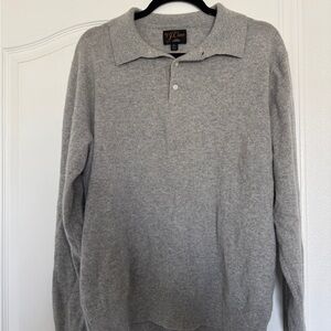 100% Cashmere Gray J Crew Polo Sweater